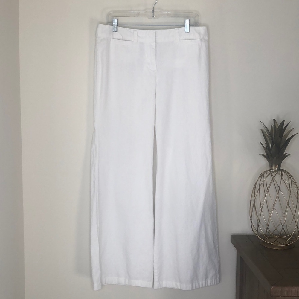 NY&CO white linen wide leg pants size 10
